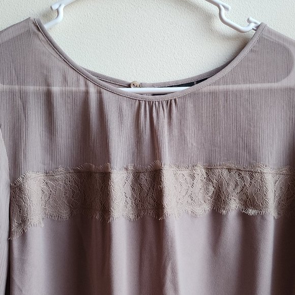 Apt. 9 Taupe Semi-Sheer Blouse Size Large - Picture 6 of 14